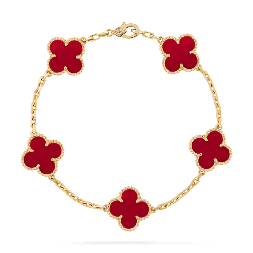 Van Cleef & Arpels Vintage Alhambra Bracelet, 5 Motifs Yellow Go