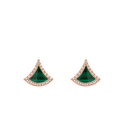 Bulgari Diva's DREAM Stud Earrings Rose Gold With Malachite and