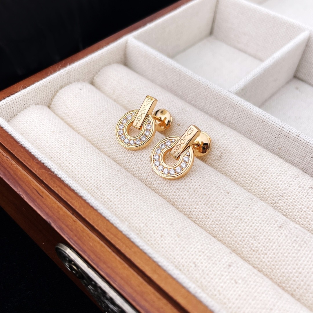 Replica Bvlgari DIVAS' Dream Earrings Rose gold with Pave Diamon