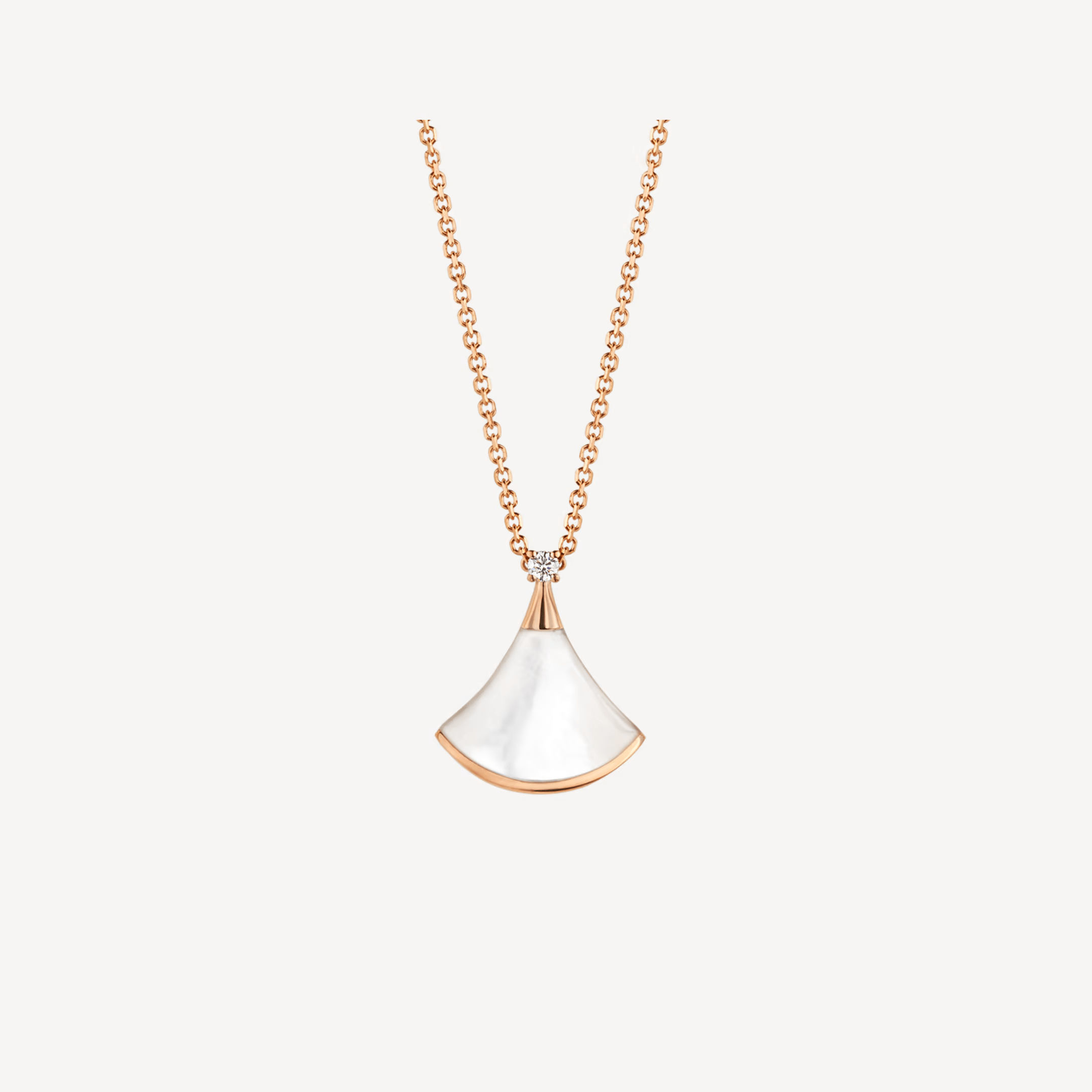 Bulgari Diva's DREAM Rose Gold Necklace with one Diamond and Mot