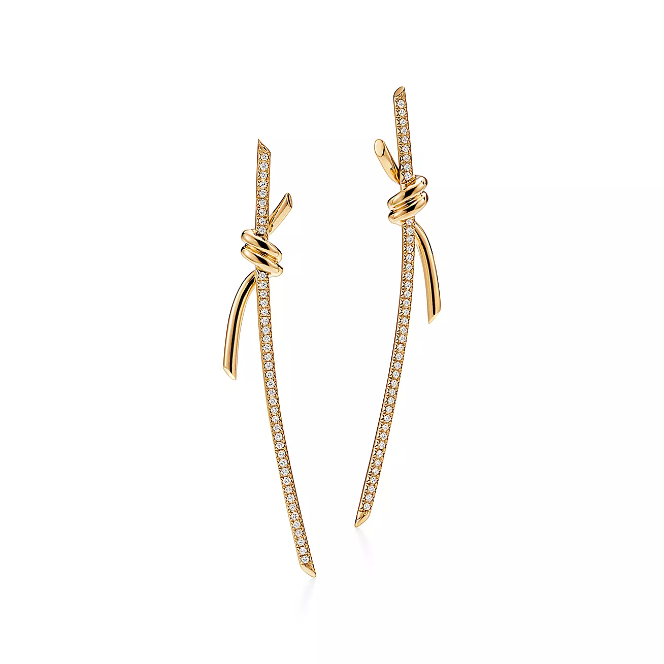 Tiffany Knot Drop Earrings in 18k Gold with Diamonds